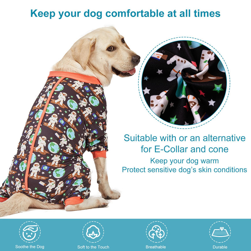 LovinPet Pitbull Onesie, Dogs Onesies, Doberman Sun Shield Shirt, Space Astronauts Black Print, Lightweight Pullover, Large Puppy PJ's, Full Coverage Doberman Pajamas, Large Dog Shirt, XL X-Large - PawsPlanet Australia