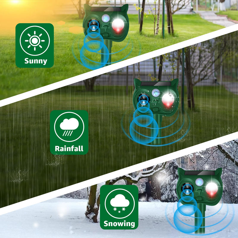 Solar Ultrasonic Animal Repellent Outdoor Motion Sensor Deer Repellent Devices Squirrel Cat Raccoon Rabbit Deterrent with Strobe Light Dual Mode, Keep Skunk Away Protection for Yard Garden Lawn 1PC Red and white lights flashing 1PC - PawsPlanet Australia
