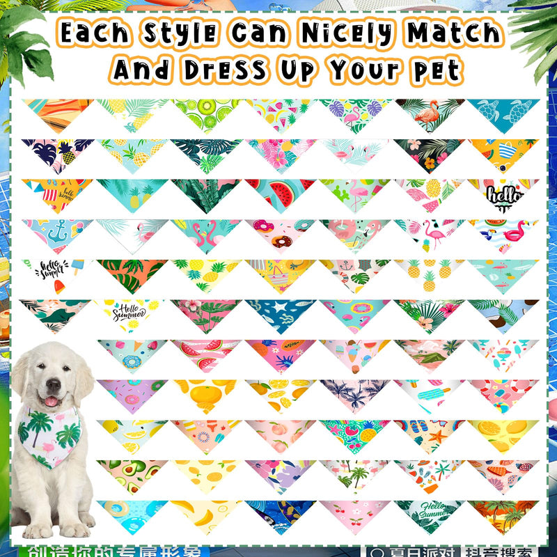 Reginary 72 Packs Dog Bandanas for Summer Bulk, Hawaii Dog Bandanas Bibs Triangle Dog Scarf Fruit Flamingo Pet Bandanas Triangle Scarf Bibs Adjustable Dog Bandana for Summer Pet Costume Accessories - PawsPlanet Australia