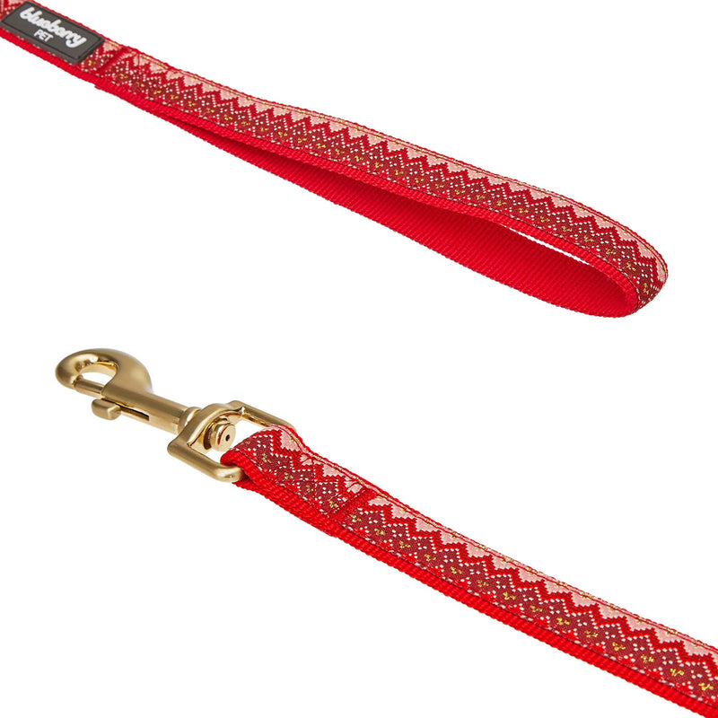 Blueberry Pet Christmas Zigzag Chevron Dog Leash with Holly Décor, 5 ft x 5/8", Small, Leashes for Dogs 5' * 5/8" (Pack of 1) Leash - Holly - PawsPlanet Australia