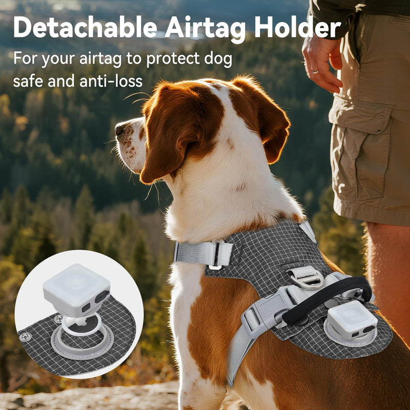 Joytale Lightweight Light Up Dog Harness, Rechargeable No-Pull LED Dog Harness with Detachable Light Box, Airtag Holder, Adjustable for Night Walking, Running & Everyday Use, Black, M - PawsPlanet Australia