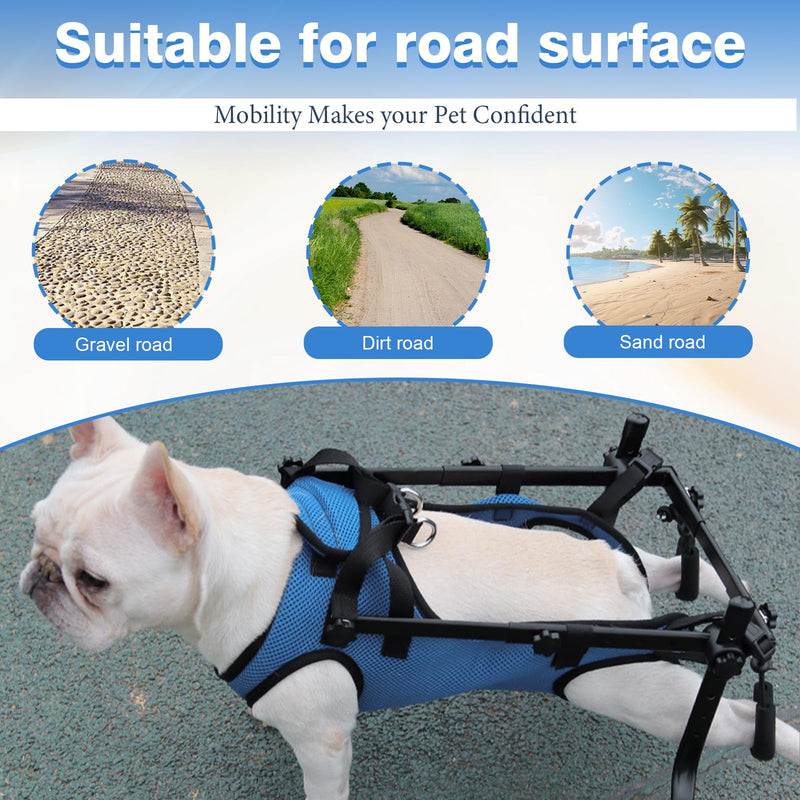 Dog Wheelchair for Back Legs, Two-Wheel Hind Leg Wheelchair, Adjustable Dog Leg Brace and Hip Support for Rear Leg Hind Limbs Disabled Arthritis Paralyzed Injured Small Dogs Cats (Blue, S) Blue