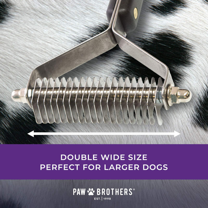 RYAN'S PET SUPPLIES Paw Brothers 20 Blade Medium Double WideDematting Undercoat Rake for Dogs and Cats, Professional Grade, Dog Shedding Brush, Stainless Steel Blades, Rounded Gentle Teeth - PawsPlanet Australia