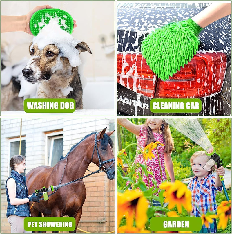 2-in-1 Dog Shower Attachment for Indoor Shower Hose & Outdoor Garden Hose, 8 Sprayer Modes Pup Jet Dog Wash Hose Attachment with Soap Dispenser, Ideal for Car Wash and Pet Shower(Hose Not Include) Green - PawsPlanet Australia