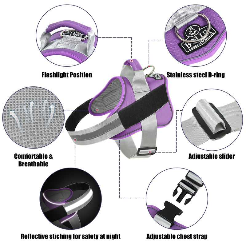 Bolux Dog Harness, No-Pull Reflective Dog Vest, Breathable Adjustable Pet Harness with Handle for Outdoor Walking - No More Pulling, Tugging or Choking (Lavender, Medium (Pack of 1)) Medium (Pack of 1) Lavender - PawsPlanet Australia