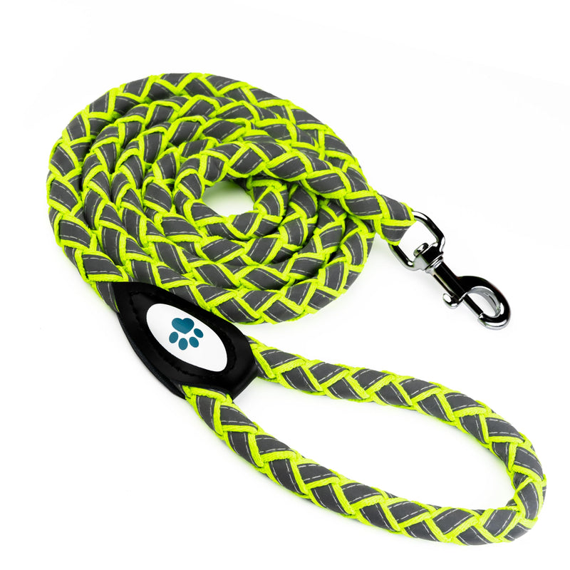 Reflective Dog Leash. Heavy Duty, Durable Leash for Large and Medium Breeds. 6 Ft Long Rope, Tangle Free Braided Leash with Comfortable Handle - PawsPlanet Australia