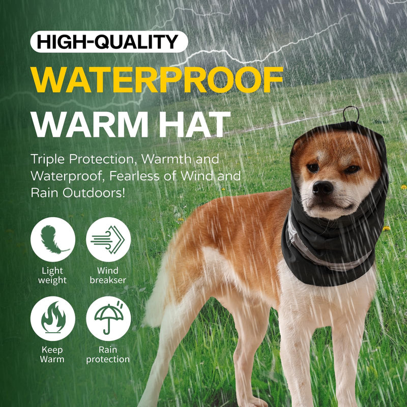 Dog Hematoma Ear Wrap, Dog Anxiety Relief Hat, Dog Windproof Waterproof Reducing Noise Hat, Warm Dog Ear Cover Winter Hat, Dog Ear Covers for Bath, Thunderstorms S-Head Circle(11.81"~17.32") Black - PawsPlanet Australia