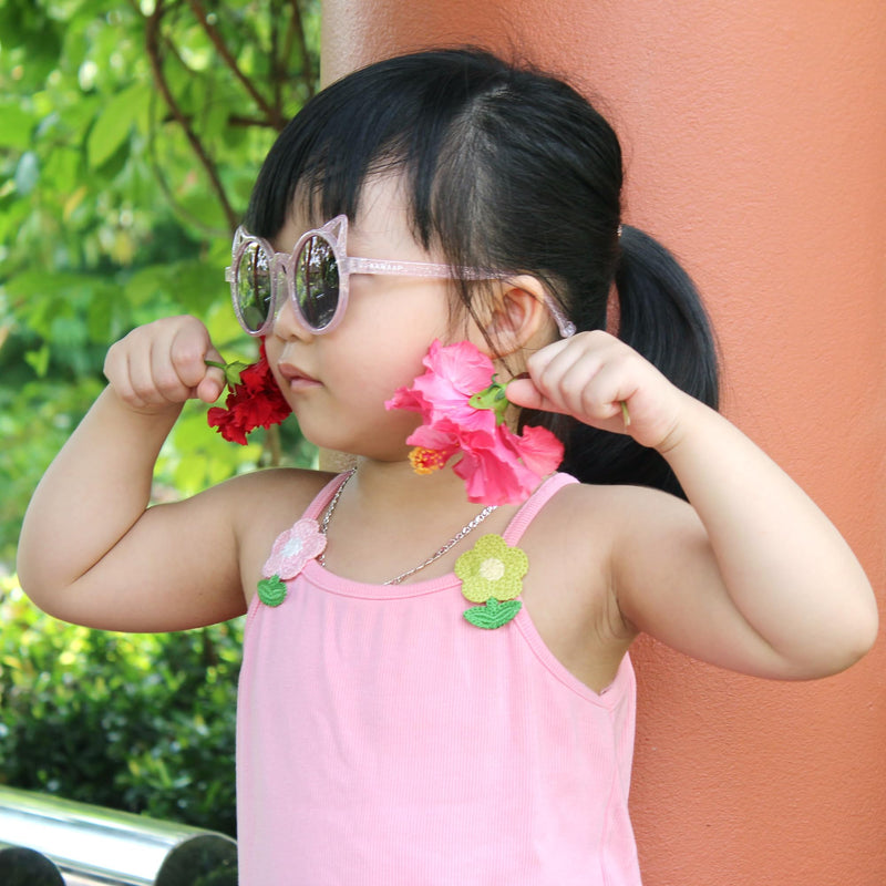 Kids Sunglasses Polarized UV400 Protection | Cat Ears Toddler Sunglasses Ages 2-8 | Gift Ideas For Girls Princess Pink Glitter