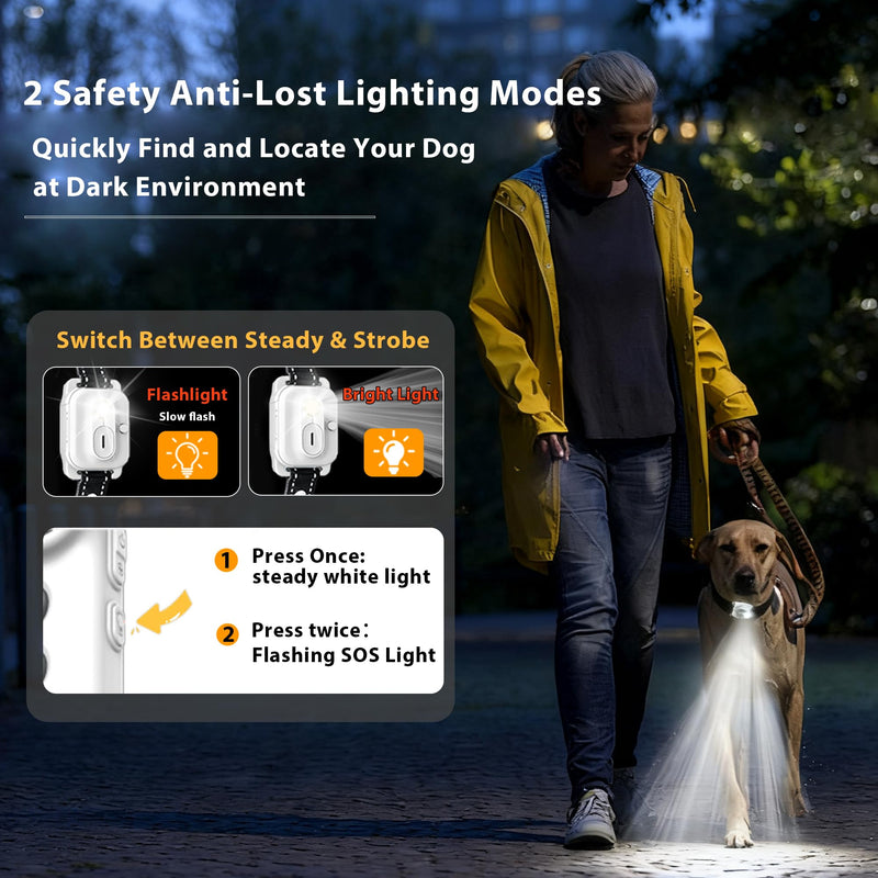 Dog Shock Collar - 3300 FT Remote Dog Training Collar, IP7 Waterproof, 4 Training Modes Lighting,Beep,Vibration,Safe Shock, Dual Channel E-Collar with Safety Lock for All Breeds (10-150 lbs) White - PawsPlanet Australia