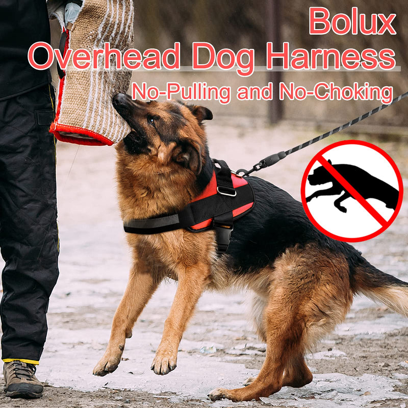 Bolux Over Head Dog Harness, Easy On and Off Pet Vest Harness, Reflective Breathable and Easy Adjust Pet Halters with Nylon Handle for Small Medium Large Dogs, Red, L Large (Pack of 1) - PawsPlanet Australia