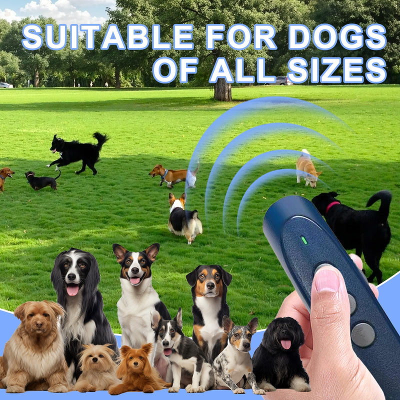 Dog Bark Deterrent Devices, Anti Barking Device for Dogs, Rechargeable Dog Barking Silencer 16.4ft, 3 Modes & Led Light Ultrasonic Dog Bark Deterrent Safe for Human & Dogs Portable Indoor&Outdoor Bule Blue