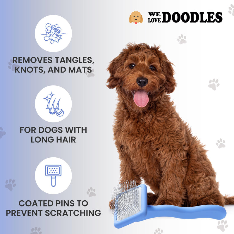 We Love Doodles Slicker Brush With Non Scratching Pins - Dog Brush with Coated Pins, Slicker Brush for Dogs Dematting, Grooming Brushes for Short Haired & Long Haired, Poodle & Goldendoodle (Small) Medium - PawsPlanet Australia