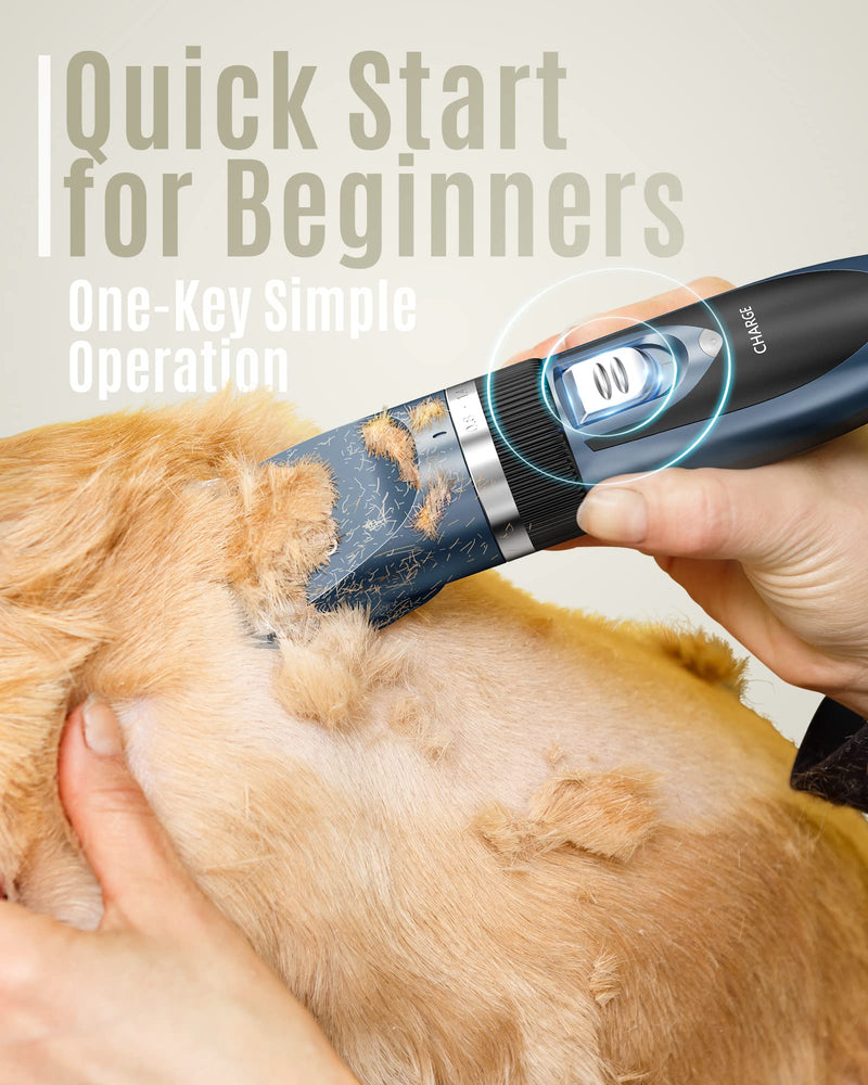 oneisall Dog Shaver Clippers Low Noise Rechargeable Cordless Electric Quiet Hair Clippers Set for Dogs Cats Pets Blue - PawsPlanet Australia