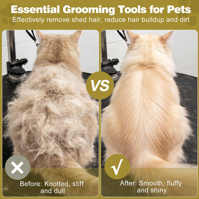 Dog Brush for Shedding, Deshedding Brush for Dogs, Pet Hair Removal Tool, Painless Wood Remover for Pet Hair, Cats, Horses Cleaning, Grooming, Short and Long Fur, Ergonomic Design, 4.3inch - PawsPlanet Australia