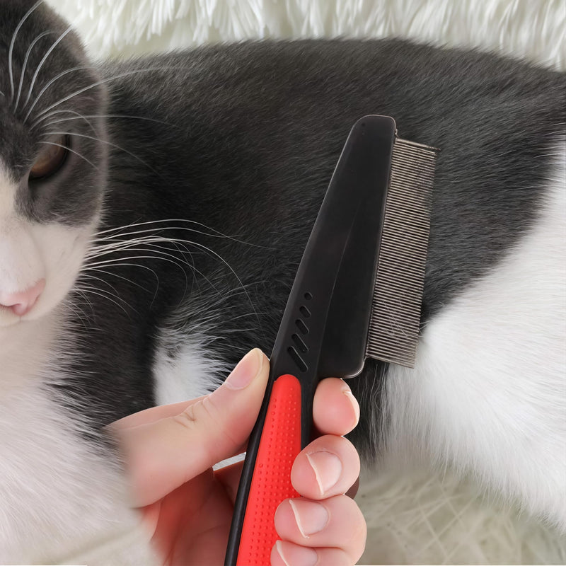 Black Flea Comb for Dogs and Cats Fine Tooth Grooming Tool for Pets Daily Coat and Hair Care Black