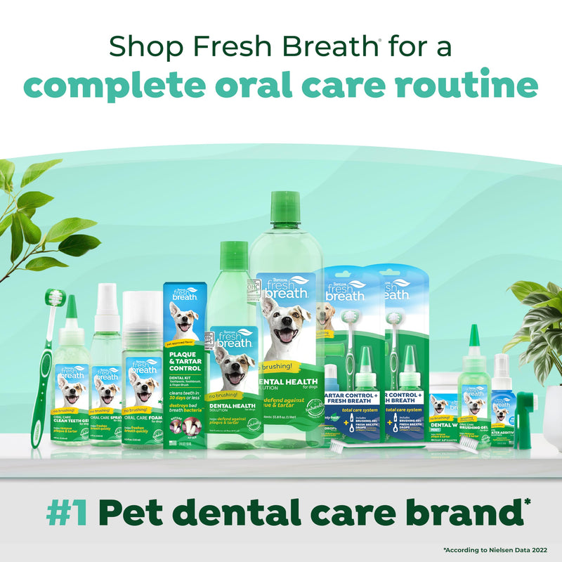 TropiClean Fresh Breath Plaque & Tartar Control Kit | Dog Toothpaste, Toothbrush & Finger Brush | Dog Toothbrushing Kit | Peanut Butter Flavor