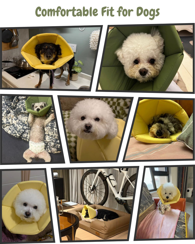 Lightweight Cat Cone Collar, Waterproof Soft Recovery E-Collar for Cats & Small Dogs, Adjustable Protective Elizabethan Collar to Prevent Licking & Biting, Easy-Clean Quick-Dry Design, Yellow M Size