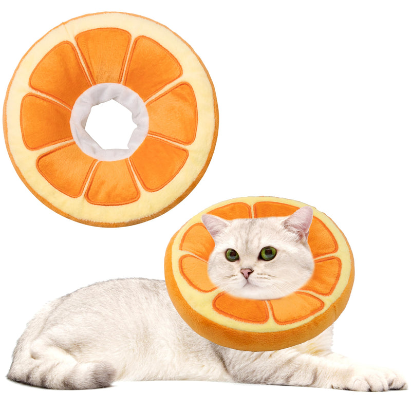 Soft Cat Cone Collar, Cute Cat Recovery Collar Suitable for Small, Medium, Large Cats,Elizabethan Neck Collar for Cats After Surgery (Orange, Small) Orange