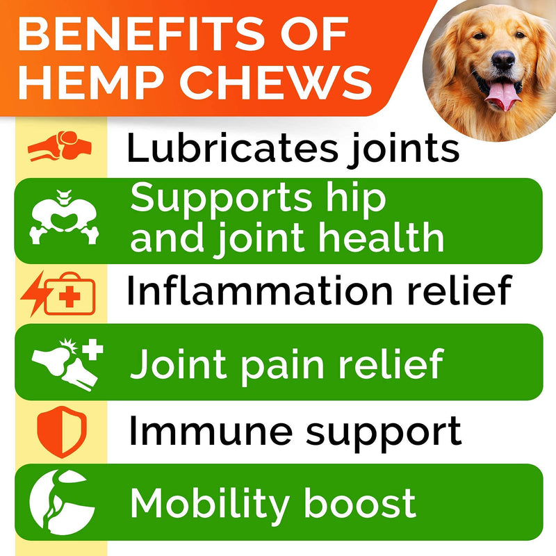 Hemp Chews for Dogs - Glucosamine Chondroitin for Dogs Joint Pain Relief with Hemp Oil, Hip & Joint Supplement Dogs, MSM Turmeric for Dogs Mobility, Dog Joint Supplement, Hemp Dog Treats Joints Health 120 Ct ( Bacon ) (Hip & Joint) Hemp Chews