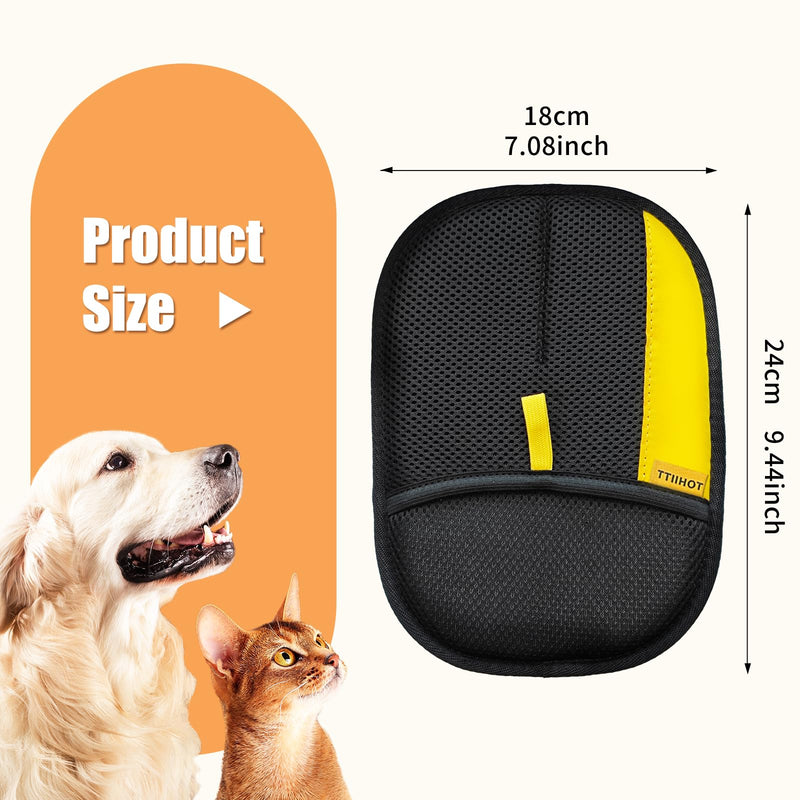 Electrostatic Gloves for Pet Hair Removal: Upgraded 2PCS Animal Fur Removal Tool for Dogs&Cats Efficient Reusable Pet Hair Remover for Couch Carpet Car Seat Clothing Quick Clean (2 pcs-Black) 2 pcs-black