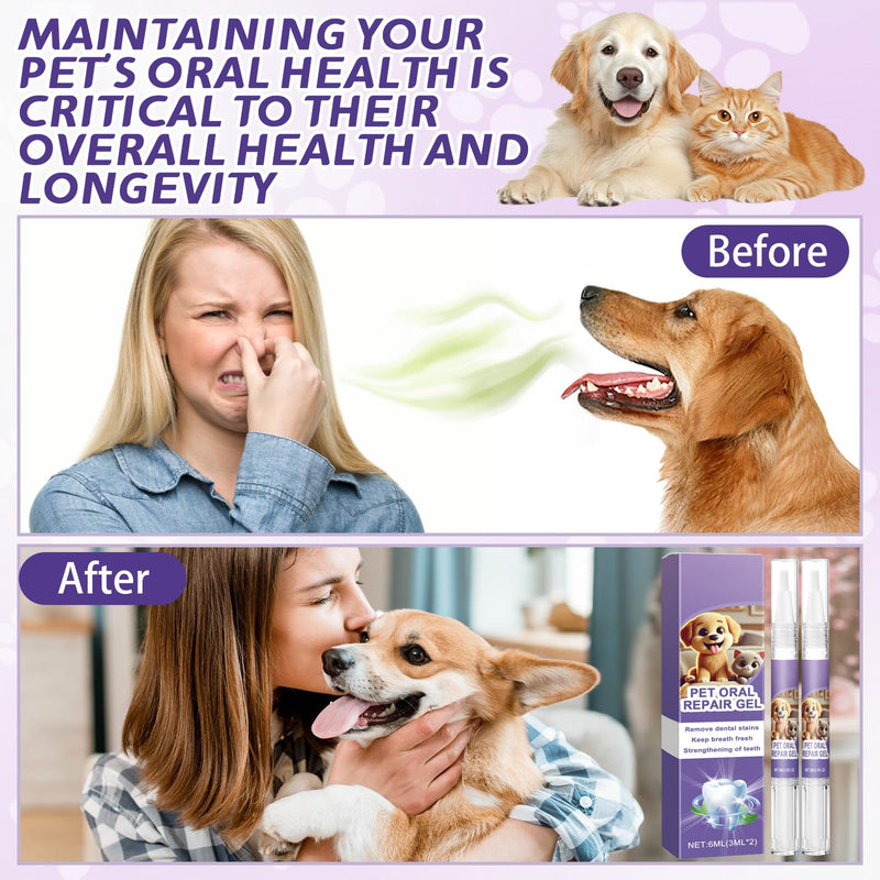 Pack of 4 Toothbrush Pens for Dental Care Dogs and Dental Care Cats, Gel for Oral Care of Pets, Teeth Cleaning Pen for Pets, Brush Your Teeth