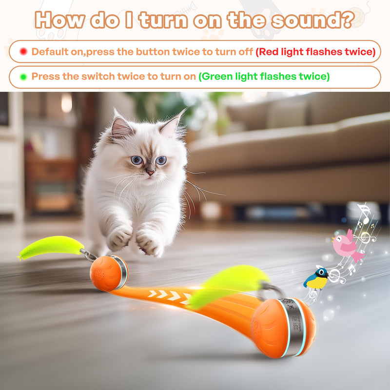 Speedy 2.0 Tail Interactive Cat Toys for Bored Indoor Adult Cats with 3 Tails,Automatic Cat Toy Ball Self Moving Chirping,Smart Kitten Rechargeable Cat Ball for Enrichment Exercise Essentials(Orange) Orange - PawsPlanet Australia
