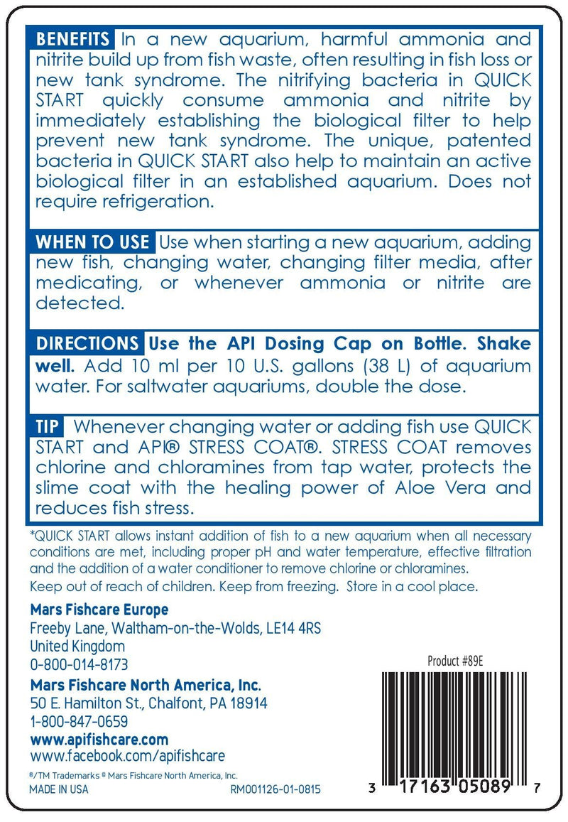 API Quick Start Freshwater and Saltwater Aquarium Nitrifying Bacteria and ACCU-Clear Freshwater Aquarium Water Clarifier - PawsPlanet Australia