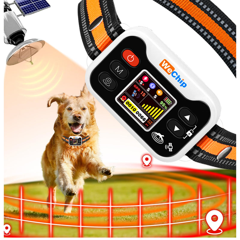 GPS Dog Collar Fence Orange- 3 Modes,GPS Dogs Fence 65-6560FT Wireless Boundary, 122H Rechargeable Battery,Waterproof for Lawns, Farms, Beaches & Walks.