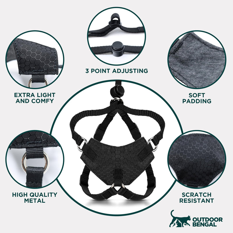 Houdini™ Escape Proof Cat Harness and Leash Set by OutdoorBengal – Black, Large Cat Harness for Walking Big Cats XL - PawsPlanet Australia