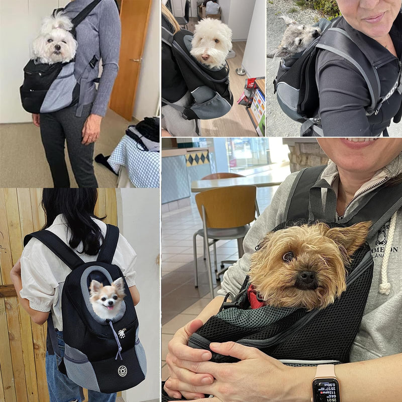 Pet Carrier Backpack for Small Dogs Cats Breathable Dog Backpack Carrier Black Dog Travel Back Pack Hands-Free Pet Backpack Carrier for Travelling Camping Hiking Cycling Outdoor Medium - PawsPlanet Australia