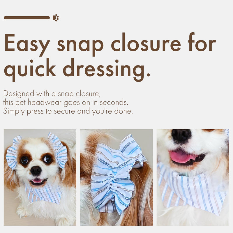 Soft Cotton Dog Headband for Cocker Spaniel, Cavalier, Springer - Adjustable Bow Pet Hair Accessory (Dog Bow White Stripes) - PawsPlanet Australia
