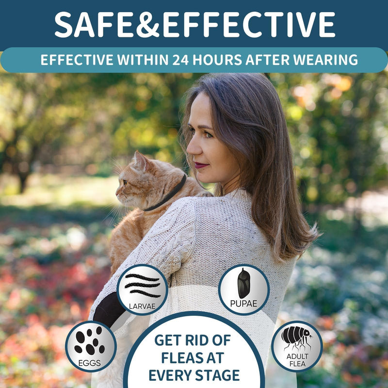 Flea Collar for Cats 4 Pack, 32 Months Flea and Tick Prevention for Cats Collar, Waterproof Cat Flea Collar, Natural Cat Flea and Tick Treatment Collar, Adjustable Flea Collar for Cat Kitten, Black - PawsPlanet Australia