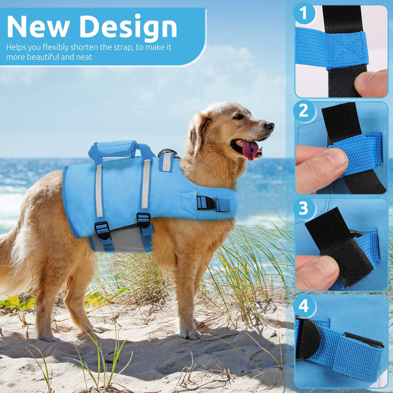 ASENKU Dog Life Jacket, Dog Life Vest for Swimming Adjustable Dog Lifesaver with High Flotation Puppy Life Jacket with Back Zip Dog Swimsuit for Small Medium and Large Dogs XL Blue