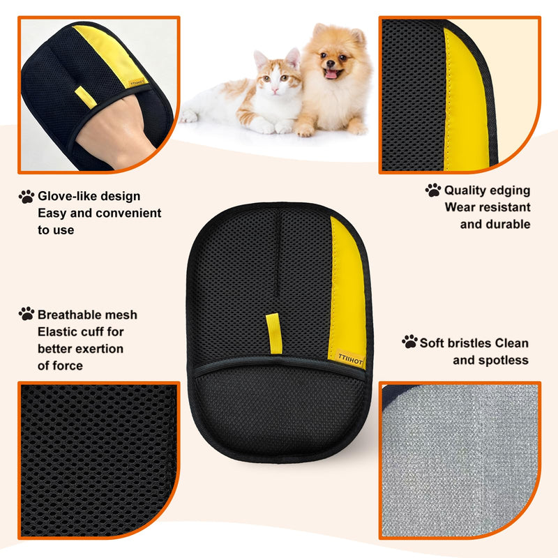 Electrostatic Gloves for Pet Hair Removal: Upgraded 2PCS Animal Fur Removal Tool for Dogs&Cats Efficient Reusable Pet Hair Remover for Couch Carpet Car Seat Clothing Quick Clean (2 pcs-Black) 2 pcs-black