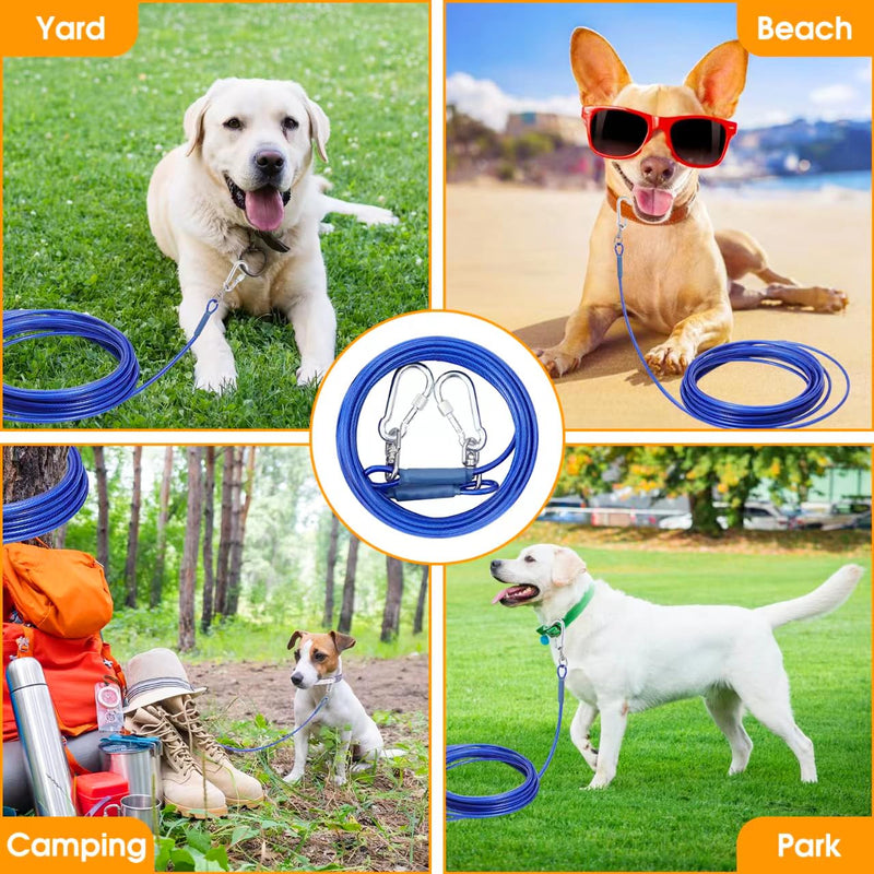 Dog Tie Out Cable for Dogs Outside Up to 500lbs,10/20/30/50FT Long Dog Leashe&Chains,Small-Large Dogs Runner Cable for Yard,Heavy Duty Dog Lead Line for Outdoor,Camping,Yard (500lbs 30FT, Blue) 500lbs 30FT - PawsPlanet Australia
