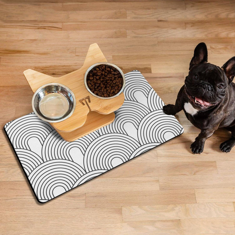 Dog Food Mats for Floors Absorbent, Pet Cat Food Mat - Quick Dry Dog Bowl Mats for Food and Water, Eco-Friendly Boho Pet Supplies 12" x 20" S(12"×20") 01-White - PawsPlanet Australia