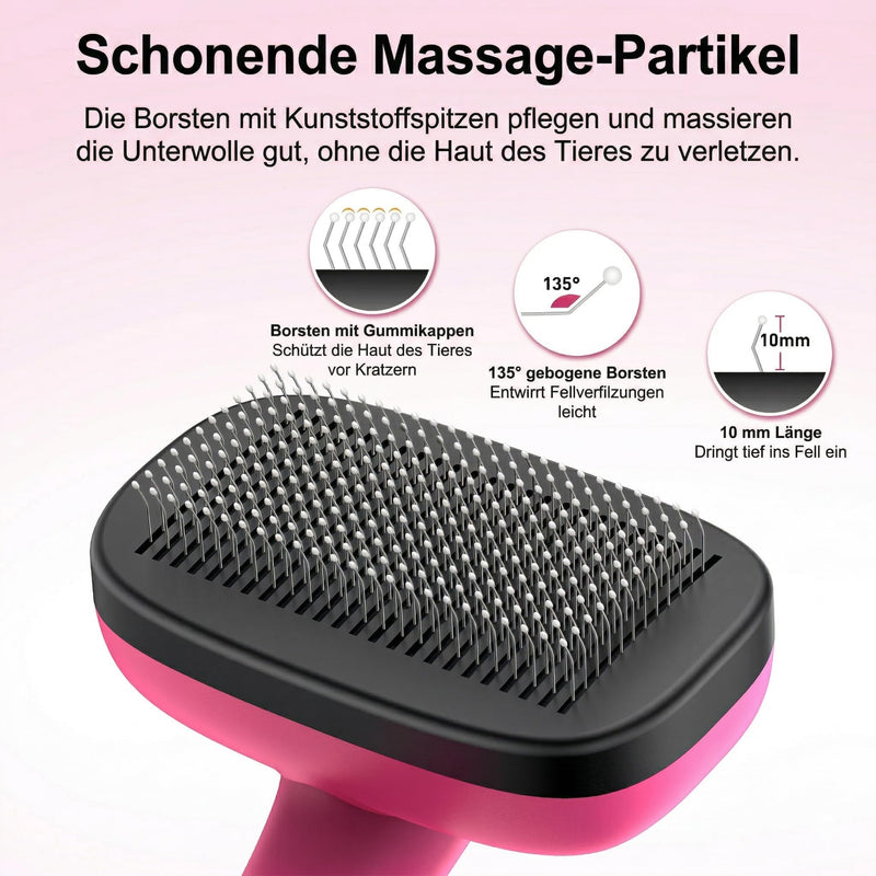 Dog Brush, Self Cleaning Slicker Dog Brush for Shedding & Grooming Short or Long Haired Cats, Furminator for Pets, Pink Pink - Brush