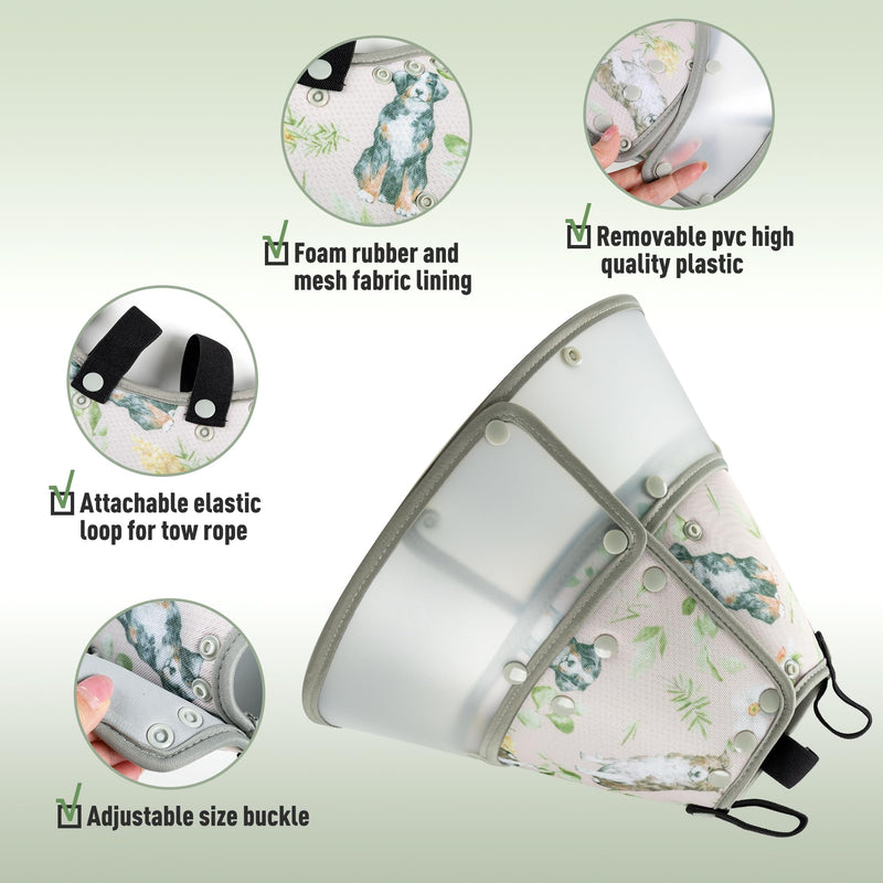 Soft Dog Cone Collar for Large Medium Small Dogs - Adjustable Pet Recovery E-Collar, Brown Large Long