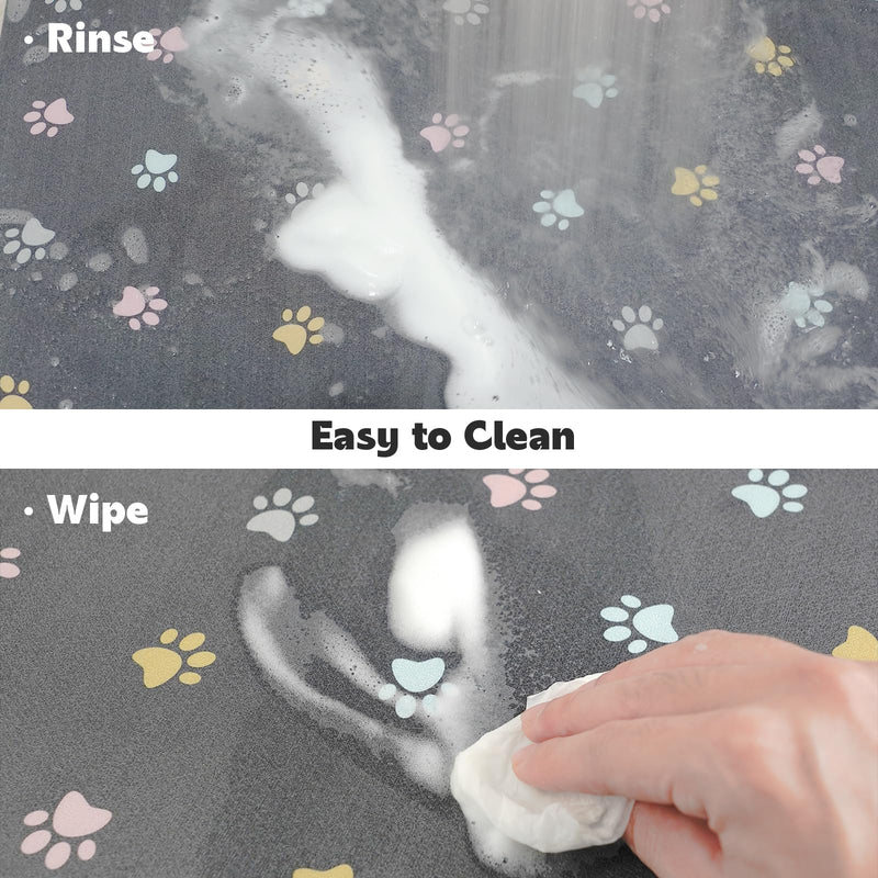Dog Feeding Mat for Food Quick Absorbent No Stains Quick Dry Mat for Cat Bowl - Paw Light Gray 12x19 Inches - PawsPlanet Australia