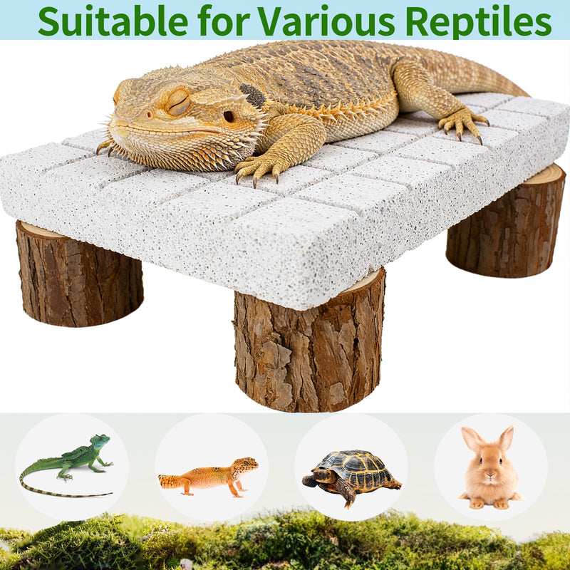 Bearded Dragon Shedding Rock, Bearded Dragon Pumice Stone Platform for Shedding, Calcium Stone with Wooden Pile, Reptiles Claw Grinding Block to Remove Dead Skin, Reptile Tank Care Accessories - PawsPlanet Australia