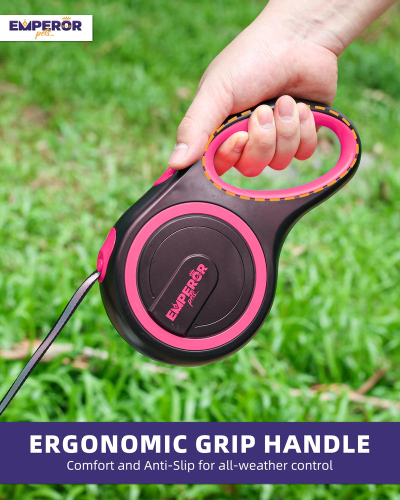 Emperor Pets 26 ft Retractable Dog Leash Large Dogs - Up to 110lb, Large Dog Leash Heavy Duty Leash Retractable 26 ft, Leashes for Large Breed Dogs, Medium Dogs -PK26 26 ft. (8m) Pink - PawsPlanet Australia
