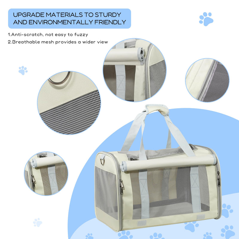 Pet Carrier for Large and Medium Cats，18x12x12 Inches Cat，Soft-Sided Pet Carrier for Big Medium Cats and Puppy,Indoor and Outdoor Uses Pet Privacy Protection Travel Carriers Off-white
