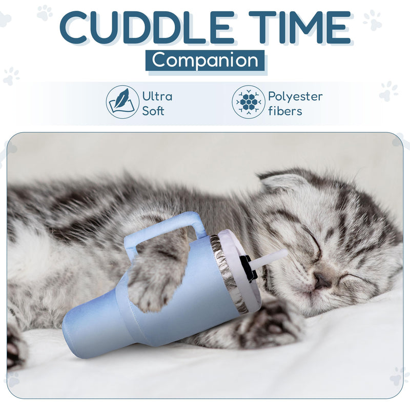 Kitty Kollection | Plush Kitty Cup Tumbler Catnip Toy with Crinkle Paper – Trendy, Cute, Funny Parody Cat Toy (Chambray Blue) Chambray Blue - PawsPlanet Australia