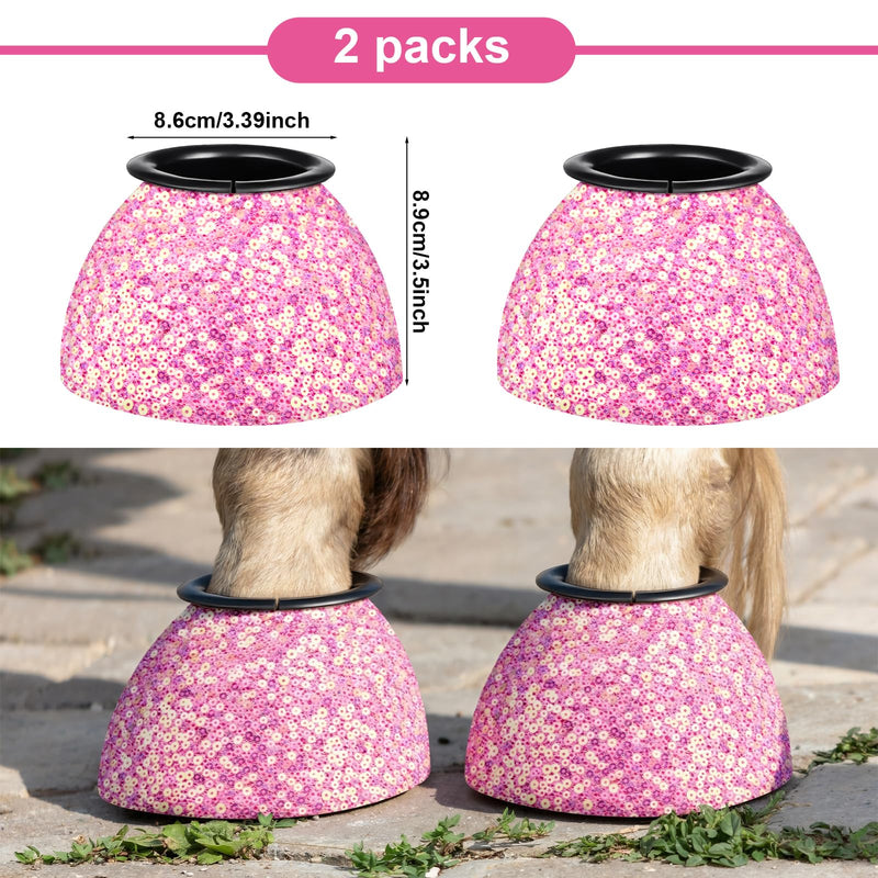 1 Pair Pink Sparkle Women's Horse Bell Boots Rubber Equine Bell Boots Protect Against Hoof Frictionless Design for Female Equine Hoof Care Quick Wrap Shield Horse Racing Festival