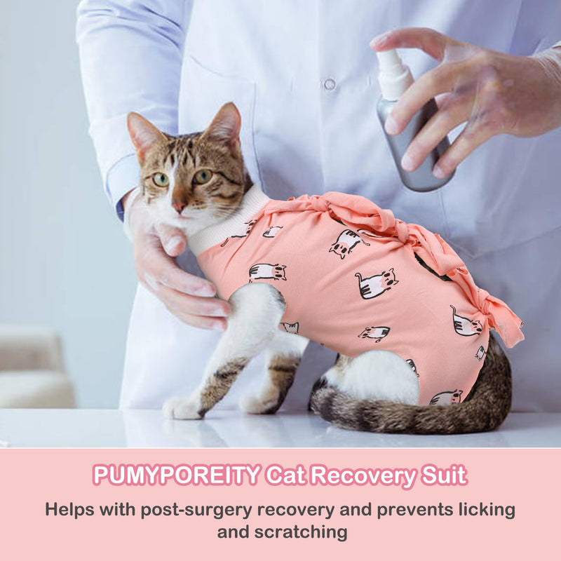 PUMYPOREITY Cat Recovery Suit After Surgery, Cat Onesie for Cats After Surgery, Cat Surgical Recovery Suit Female, Kitten Recovery Suit for Neutered/Abdominal Wound/Skin Damage/Weaning, XS, Pink