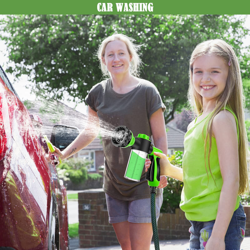 Pup Jet Dog Wash Outdoor, 8-in-1 Dog Sprayer Hose Attachment with Dog Shower Brush and Pet Grooming Comb, 3/4 Inch Standard Garden Hose Nozzle for Watering Flowers, Car Washing, Pet Bathing(Green) Green - PawsPlanet Australia