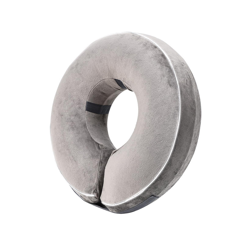 Inflatable Reflective Dog Cone Collar Alternative After Surgery,Doggie Recovery Dount Neck Ecollar,Adjustable Soft Dog Cone Collar for Small Medium Large Dogs (Grey, M) Grey Medium（10.5"-13"）