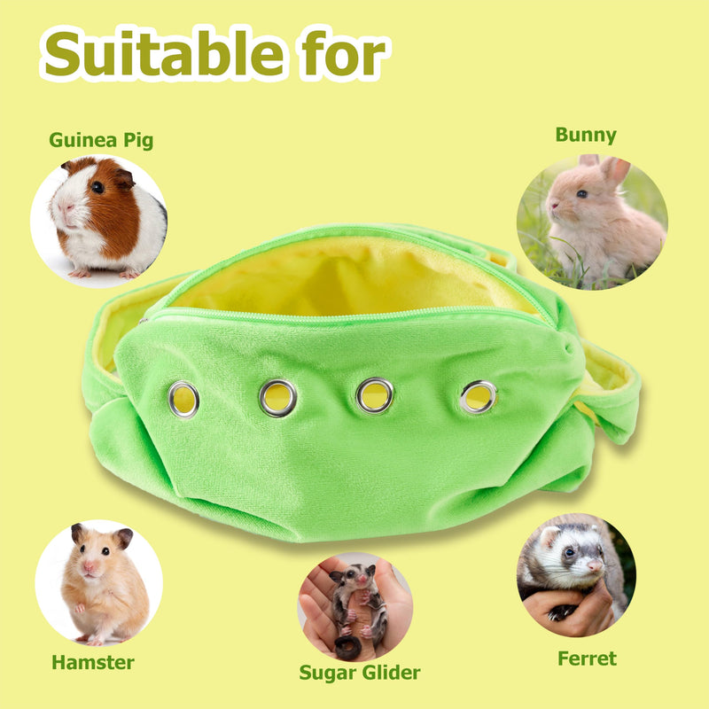 Meow&Woof Sugar Glider Bonding Pouch Small Pet Carrier Bag Sling with Strap Critter Cuddler for Gliders Ferret, Rat, Hedgehog, Hamster Outdoor-Green Green