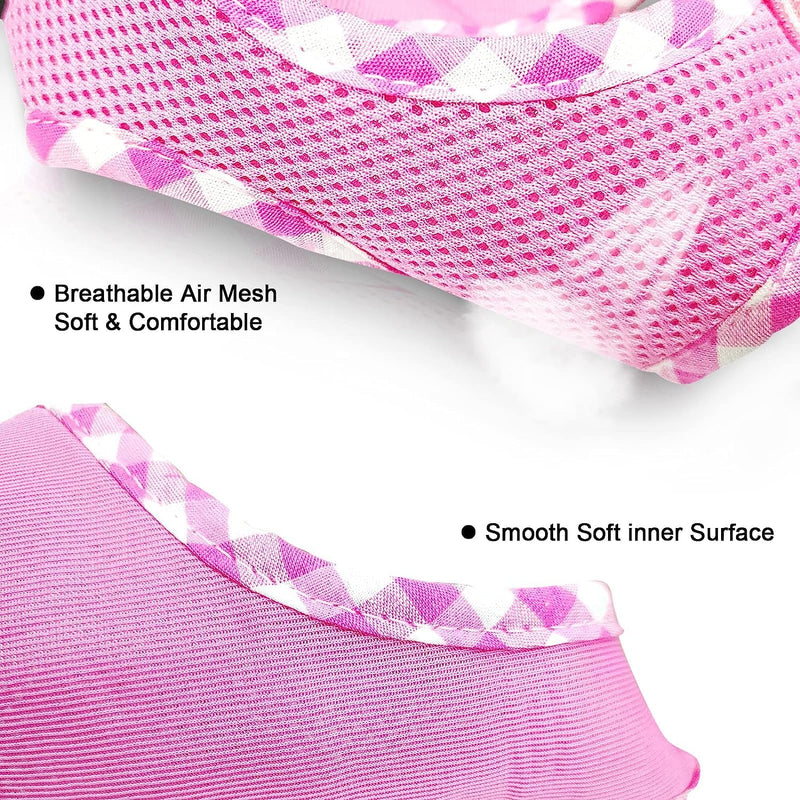 SuperBuddy Upgraded Soft Mesh Dog Harness, Super Breathable Lightweight Pet Harnesses for Puppy Dogs Outdoor Walking, Pink Dog Harness and Dog Leash Set Packing -Medium M (Neck Girth 13";Chest Girth:13"-18.5") Adorable Pink-2 - PawsPlanet Australia