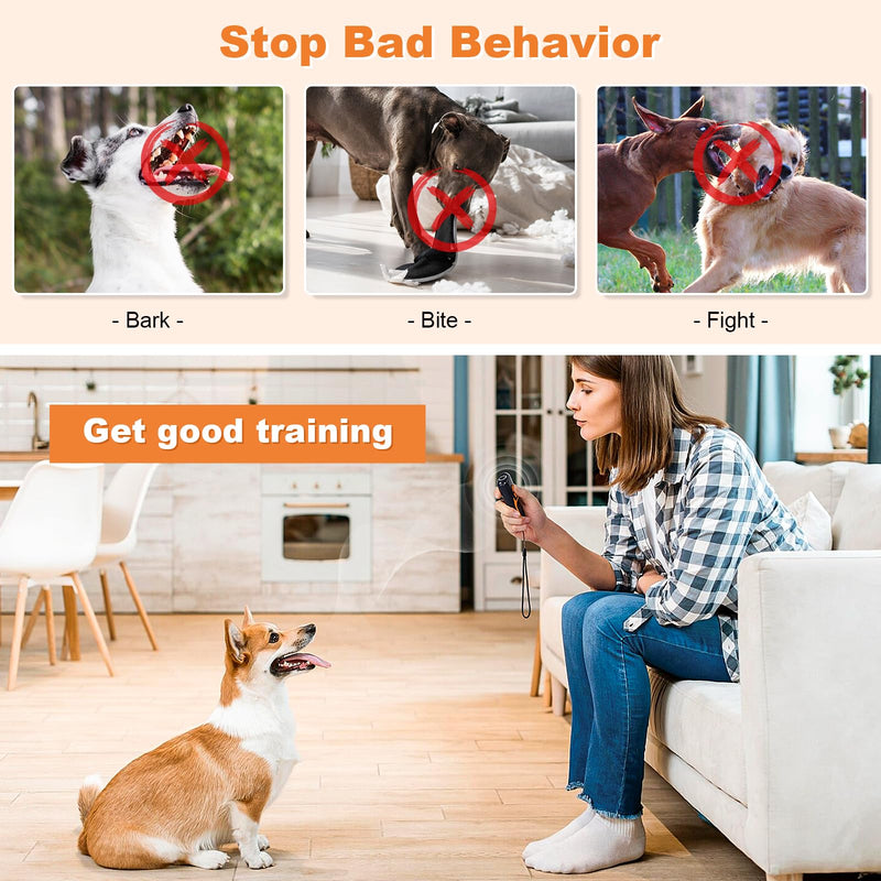 Arien Dog Bark Deterrent Devices, Rechargeable Ultrasonic Anti Barking Device for Dogs, Dog Bark Control Devices 50FT Range Safe for Dogs & Human Portable Indoor Outdoor, Dog Training & Behavior Aids Orange - PawsPlanet Australia